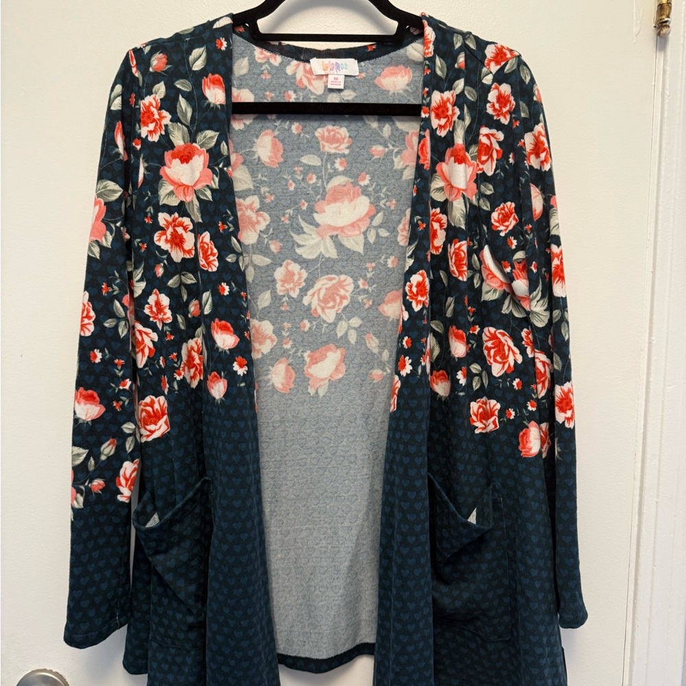 LuLaRoe Dark Floral Open Cardigan